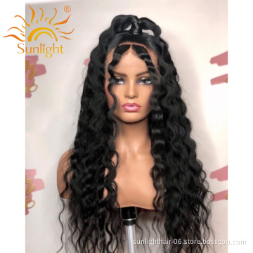 Sunlight Human Hair 100 Brazilian Virgin Hd Malaysian Dropshipping Cheap Water Wave Glueless Half Lace Wig